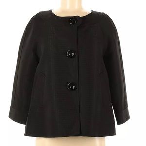 Max Studio Retro Swing Jacket Dress Topper in Black 3/4 Sleeves Audrey Hepburn-y